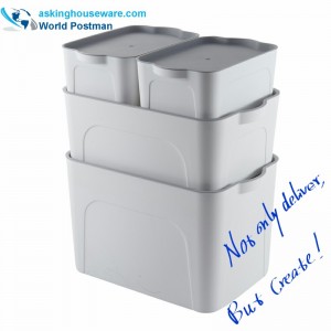 Caixa multi-funcional de plástico com tampa, recipientes de armazenamento claros 5 em 1
